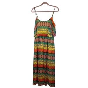 Red Carmel Multicolor Floor Length Maxi Dress Size Large